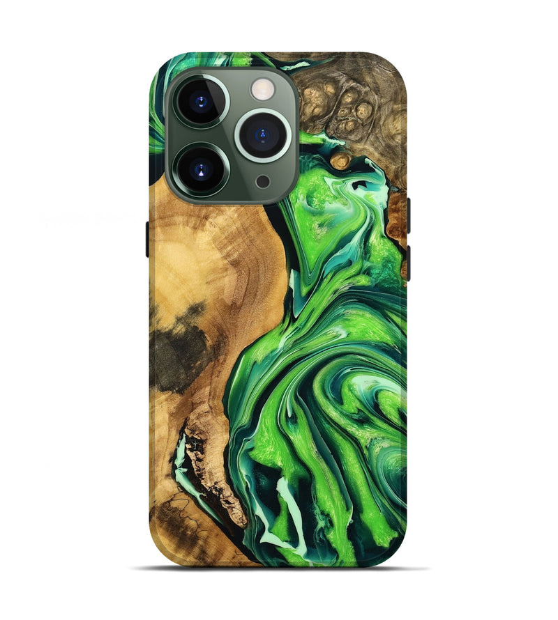 iPhone 13 Pro Wood Live Edge Phone Case - Dale (Green, 775037)