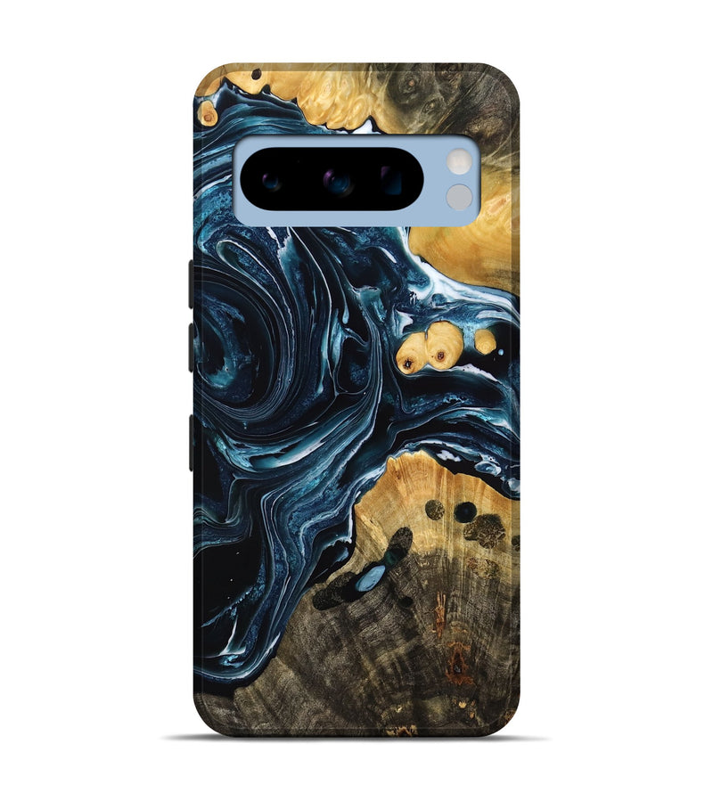 Pixel 8 Pro Wood Live Edge Phone Case - Rhys (Blue, 775425)