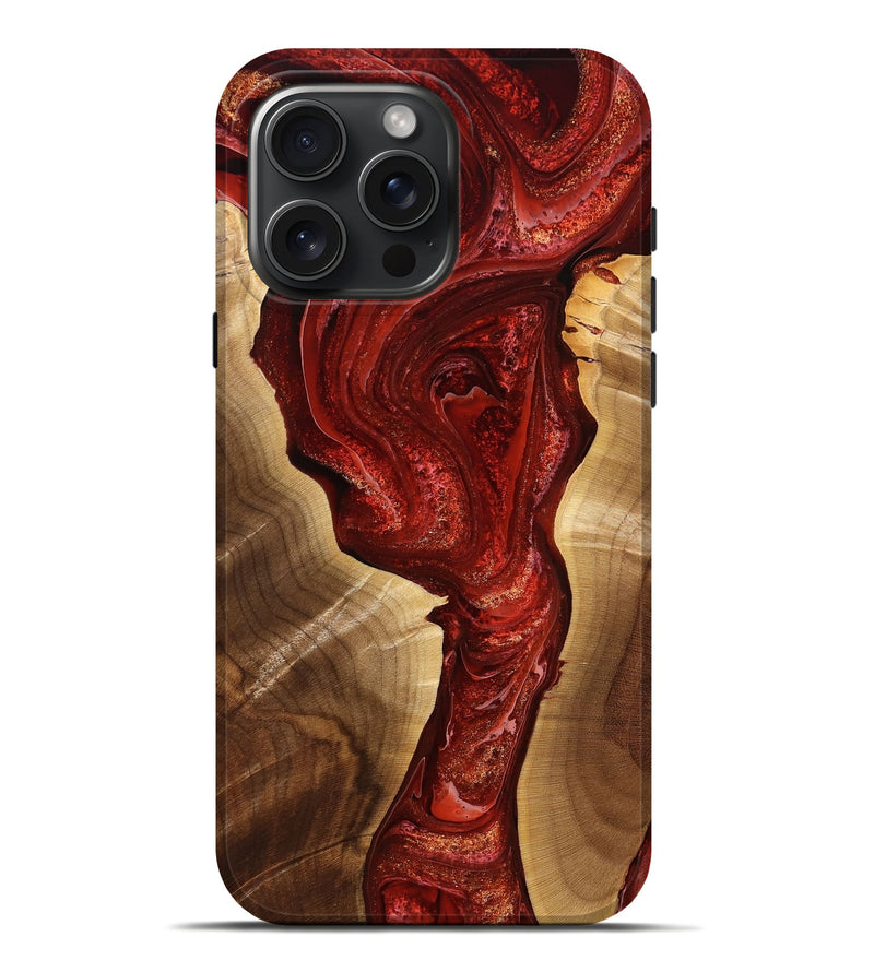 iPhone 16 Pro Max Wood Live Edge Phone Case - Michell (Red, 775431)
