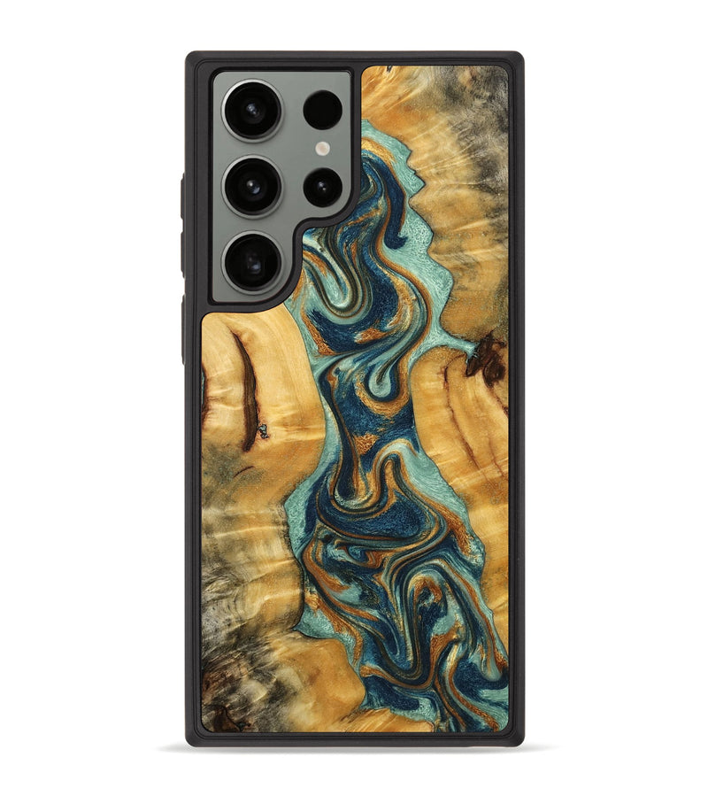 Galaxy S23 Ultra Wood Phone Case - Ailani (Teal & Gold, 775527)