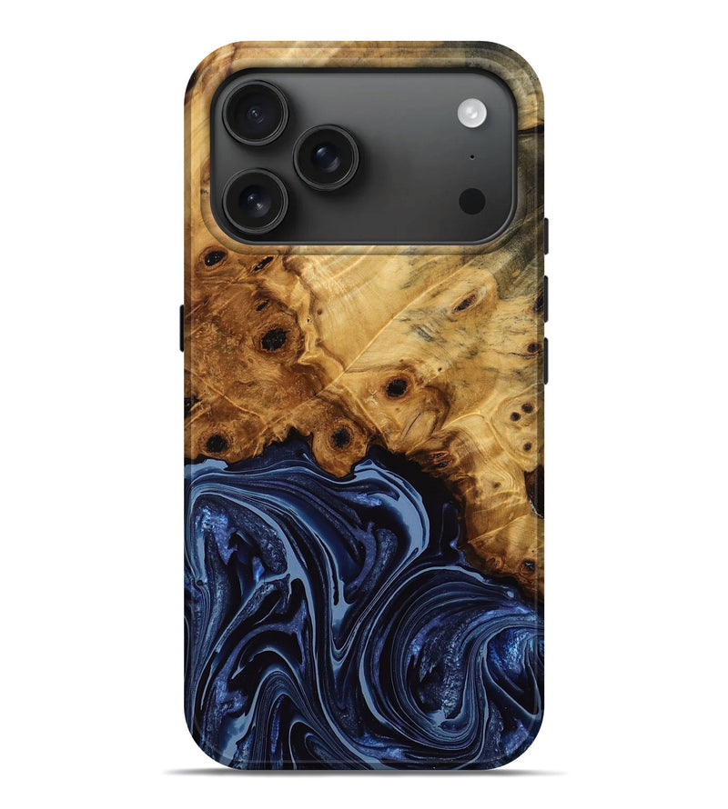 iPhone 17 Pro Max Wood Live Edge Phone Case - Richard (Blue, 775604)