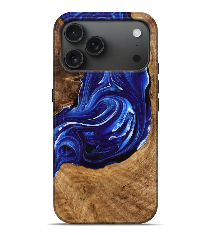 iPhone 17 Pro Max Wood Live Edge Phone Case - Earline (Blue, 775611)