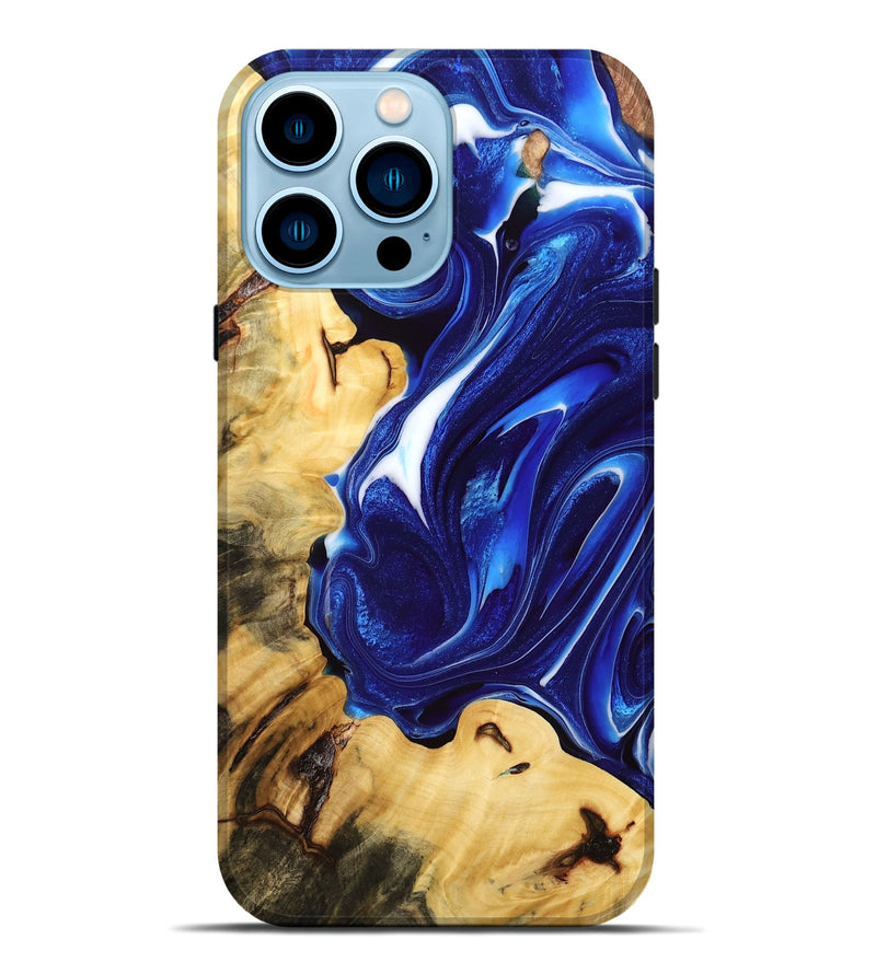 iPhone 14 Pro Max Wood Live Edge Phone Case - Adeline (Blue, 775614)