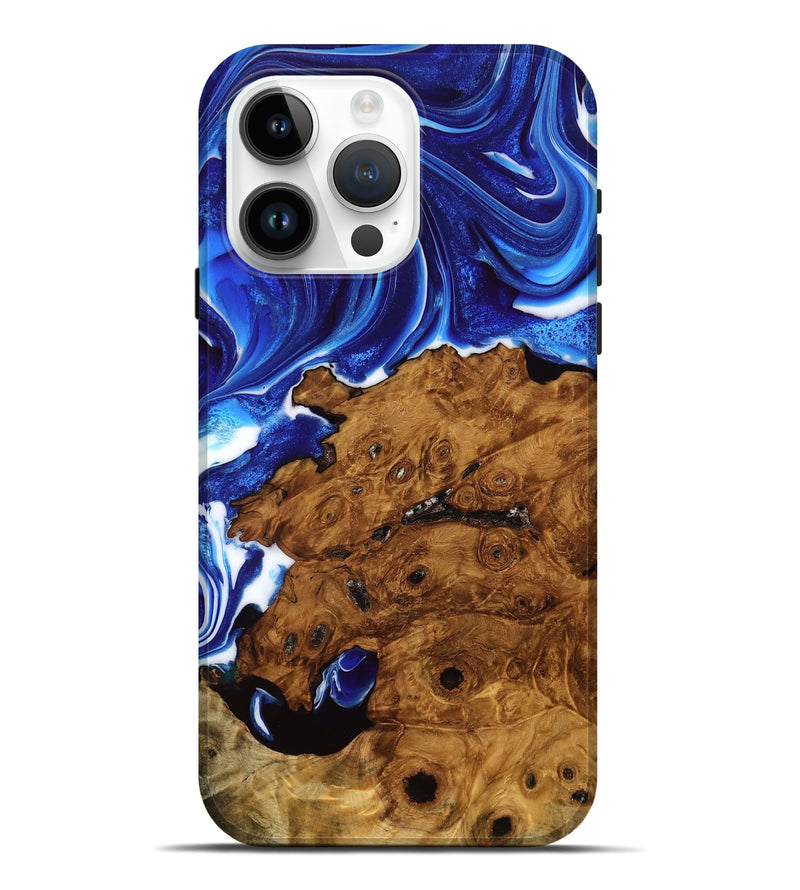 iPhone 15 Pro Max Wood Live Edge Phone Case - Emile (Blue, 775615)