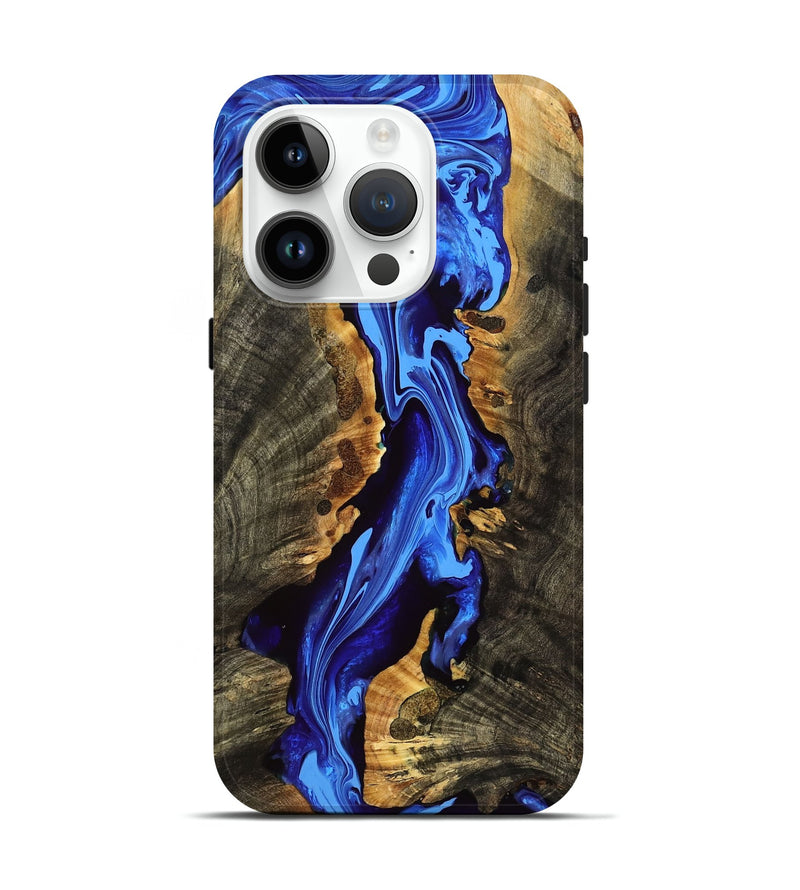 iPhone 15 Pro Wood Live Edge Phone Case - Carmine (Blue, 775635)