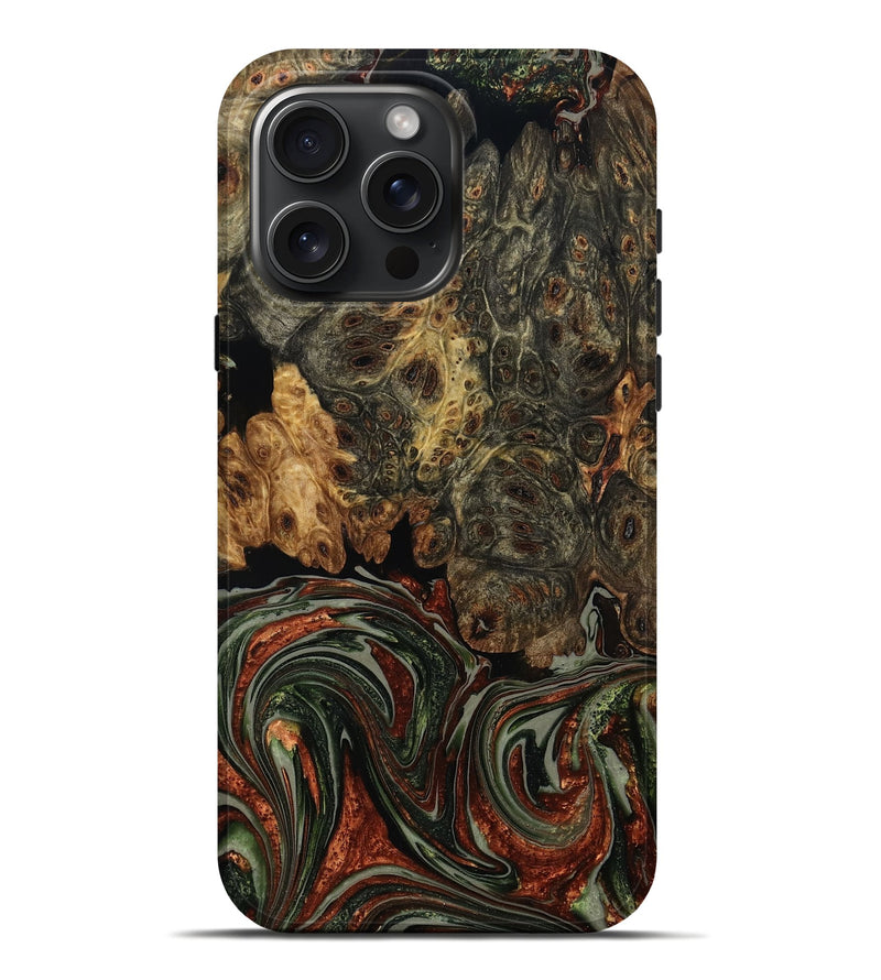 iPhone 16 Pro Max Wood Live Edge Phone Case - Dollie (Green, 775961)
