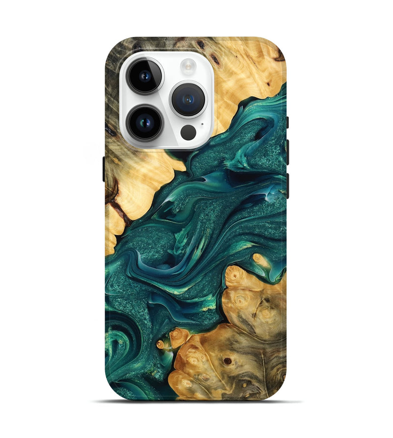 iPhone 15 Pro Wood Live Edge Phone Case - Wilma (Green, 775968)