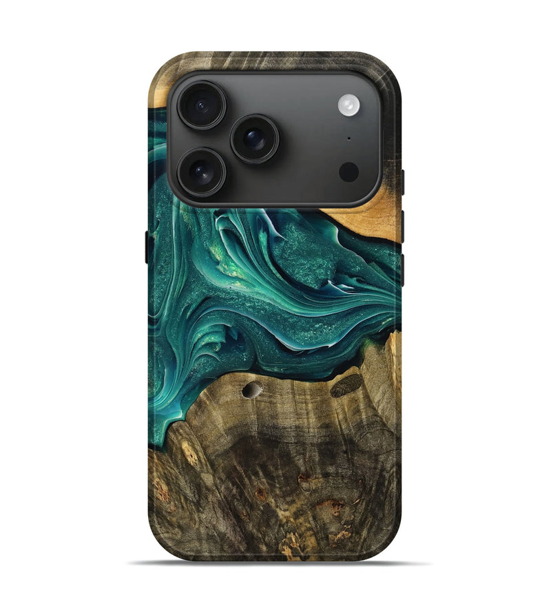 iPhone 17 Pro Wood Live Edge Phone Case - Creed (Green, 775970)