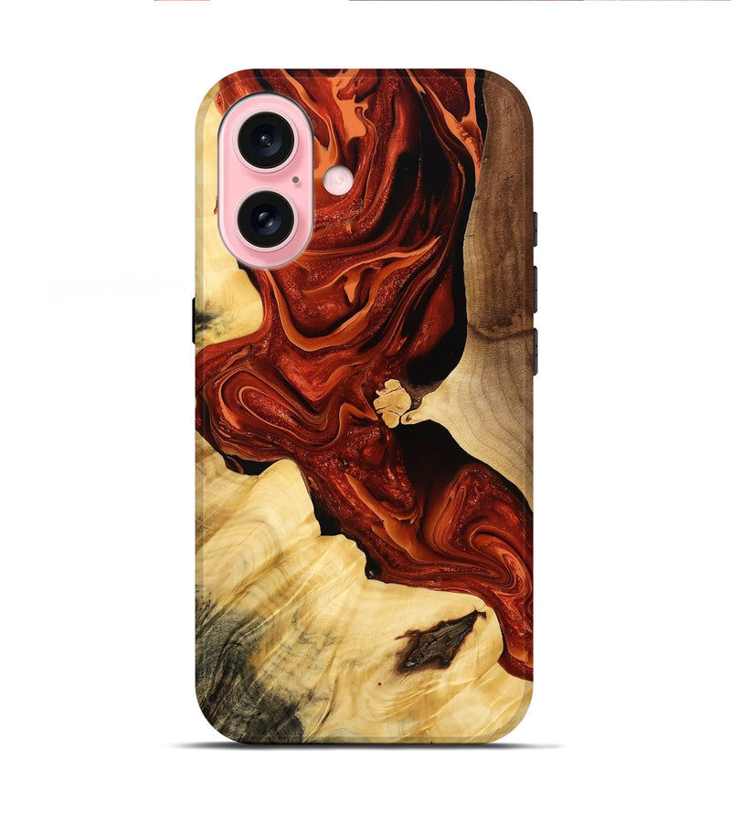 iPhone 16 Wood Live Edge Phone Case - Moses (Red, 775974)