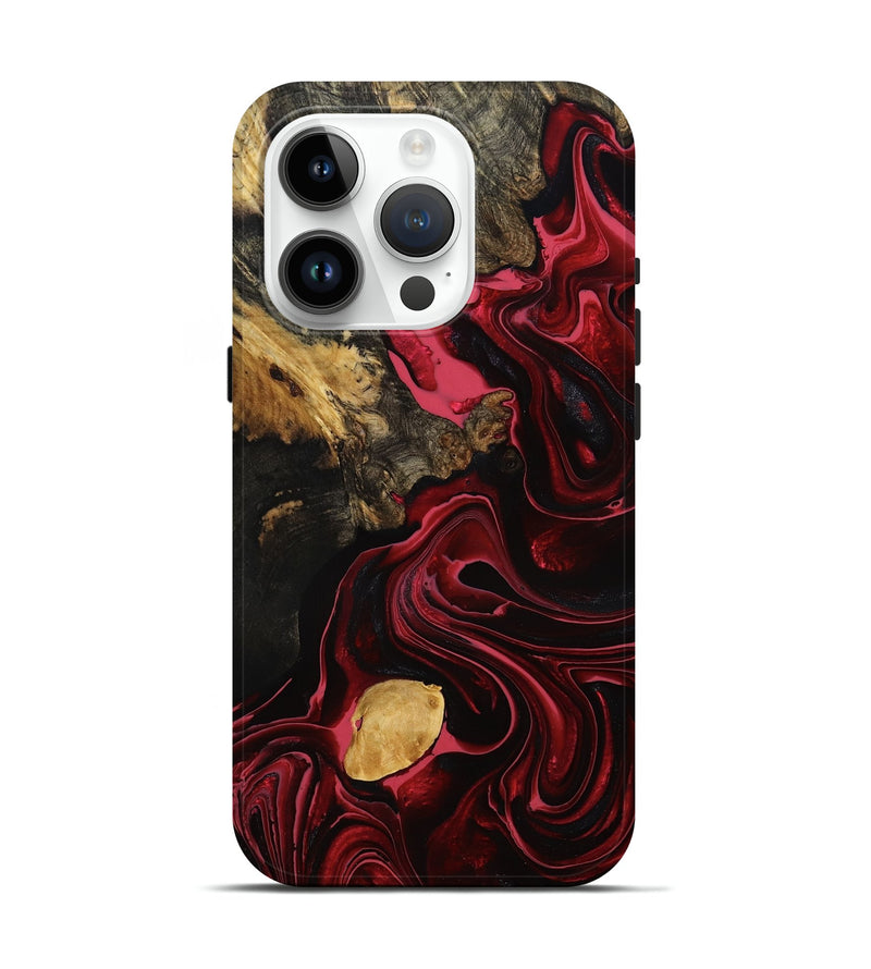 iPhone 15 Pro Wood Live Edge Phone Case - Vicente (Red, 775975)
