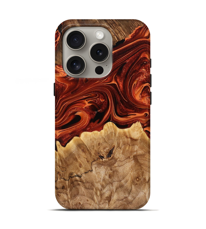 iPhone 16 Pro Wood Live Edge Phone Case - Clement (Red, 775981)