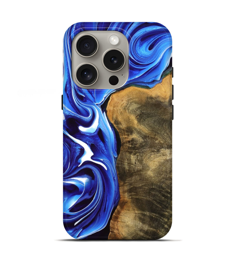 iPhone 16 Pro Wood Live Edge Phone Case - Nakia (Blue, 776087)