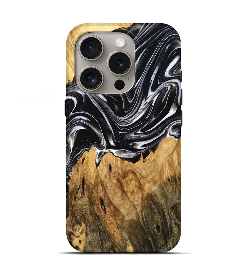 iPhone 16 Pro Wood Live Edge Phone Case - Duane (Black & White, 776092)