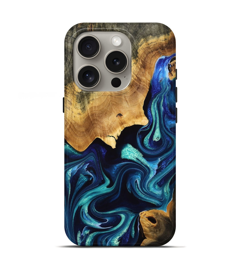 iPhone 16 Pro Wood Live Edge Phone Case - Piper (Blue, 776100)