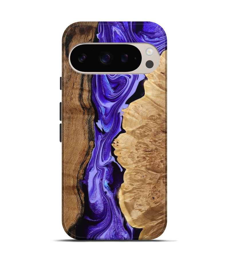 Pixel 9 Pro Wood Live Edge Phone Case - Eugene (Purple, 776429)