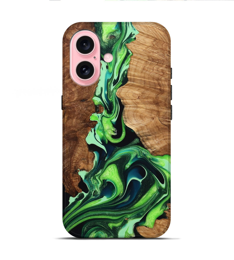 iPhone 16 Wood Live Edge Phone Case - Pablo (Green, 776434)