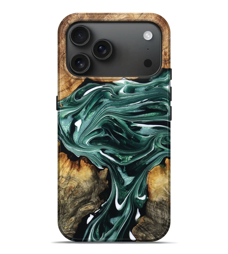 iPhone 17 Pro Max Wood Live Edge Phone Case - Benson (Green, 776435)