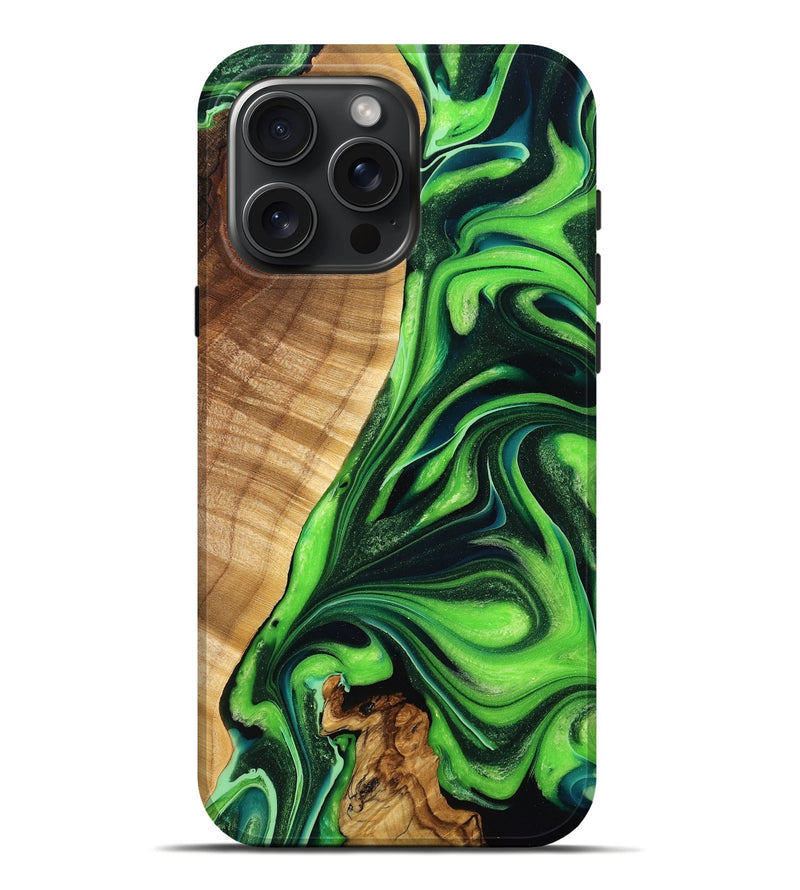iPhone 16 Pro Max Wood Live Edge Phone Case - Luka (Green, 776437)