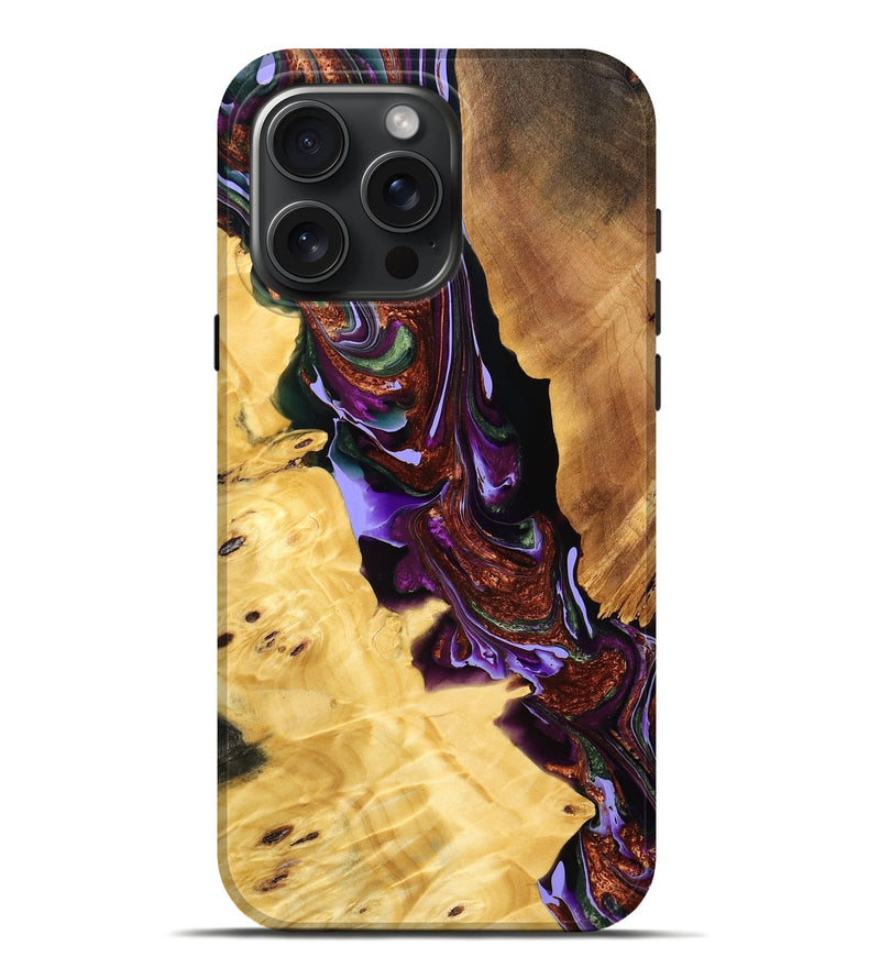 iPhone 16 Pro Max Wood Live Edge Phone Case - Brittni (Purple, 776445)