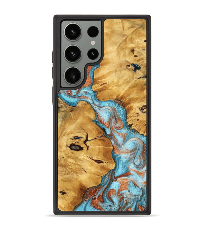 Galaxy S23 Ultra Wood Phone Case - Newt (Teal & Gold, 776554)