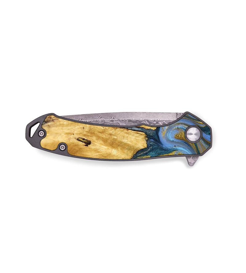EDC Wood Pocket Knife - Jacoby (Teal & Gold, 776556)
