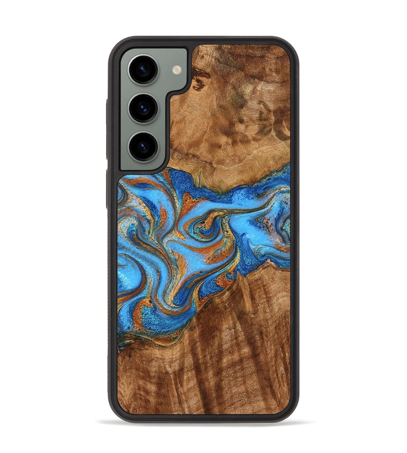 Galaxy S23 Plus Wood Phone Case - Inez (Teal & Gold, 776557)