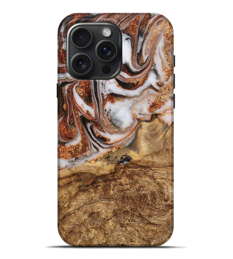 iPhone 16 Pro Max Wood Live Edge Phone Case - Salina (Black & White, 776737)