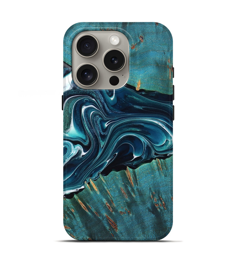 iPhone 16 Pro Wood Live Edge Phone Case - Earle (Blue, 776738)