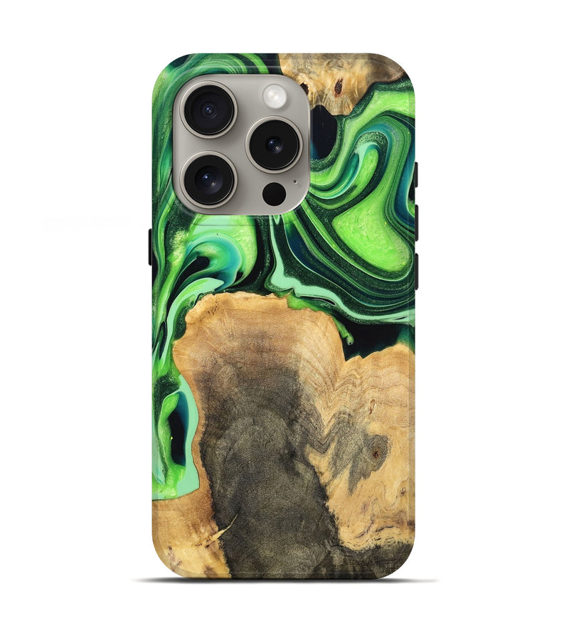 iPhone 16 Pro Wood Live Edge Phone Case - Jed (Green, 776739)