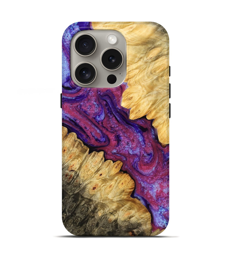 iPhone 16 Pro Wood Live Edge Phone Case - Jacob (Purple, 776741)
