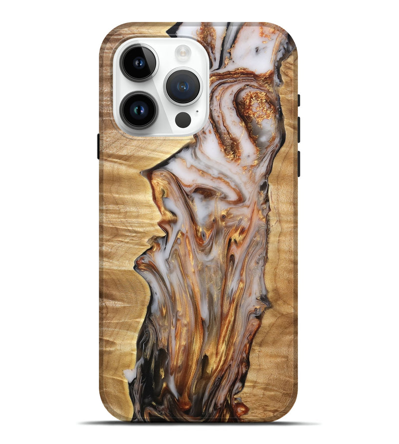 iPhone 15 Pro Max Wood Live Edge Phone Case - Kayce (Black & White, 776746)
