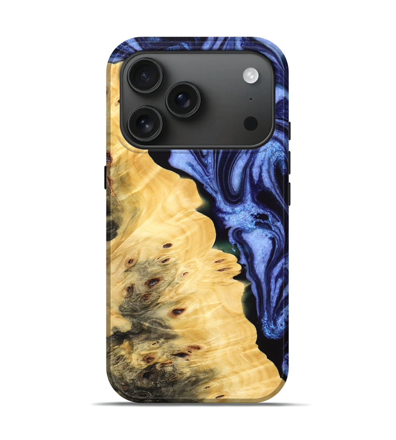 iPhone 17 Pro Wood Live Edge Phone Case - Christi (Blue, 776864)