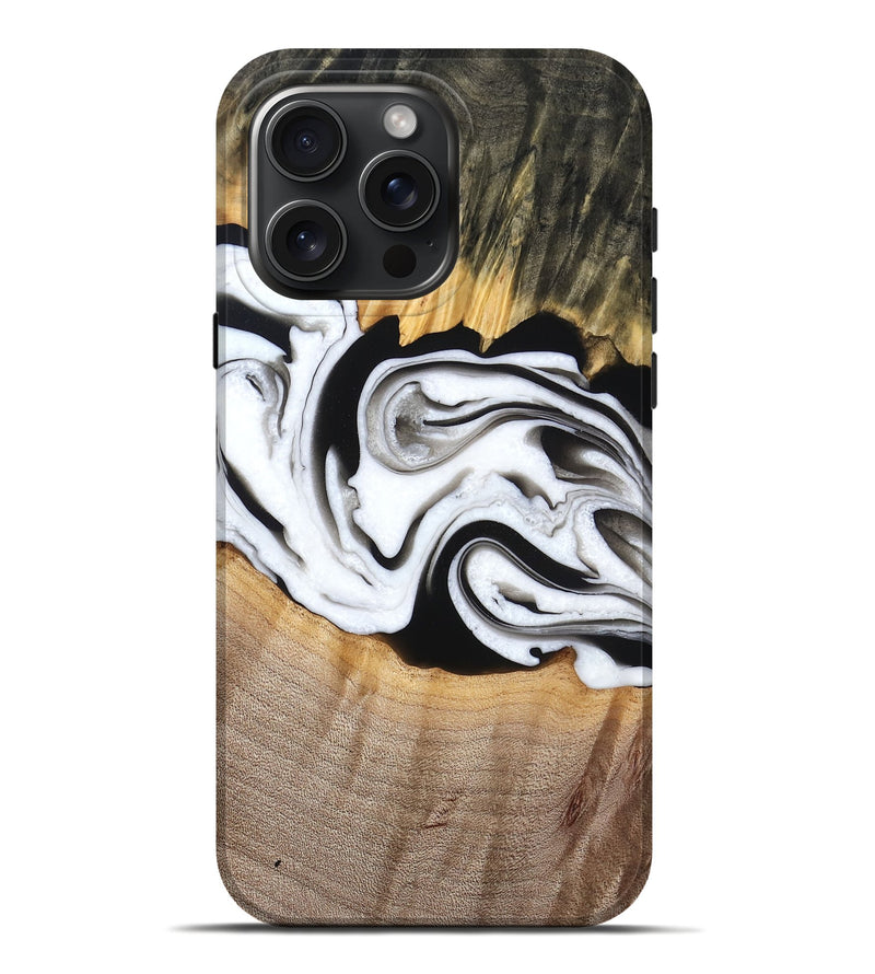 iPhone 16 Pro Max Wood Live Edge Phone Case - Gino (Black & White, 776869)