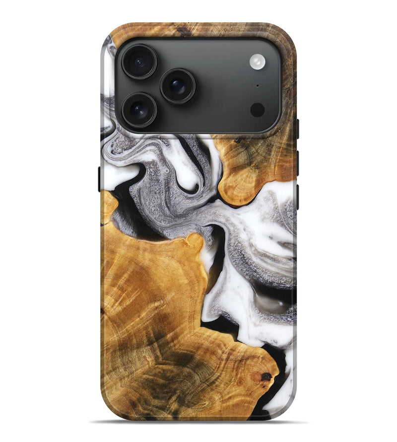 iPhone 17 Pro Max Wood Live Edge Phone Case - Perley (Black & White, 776884)