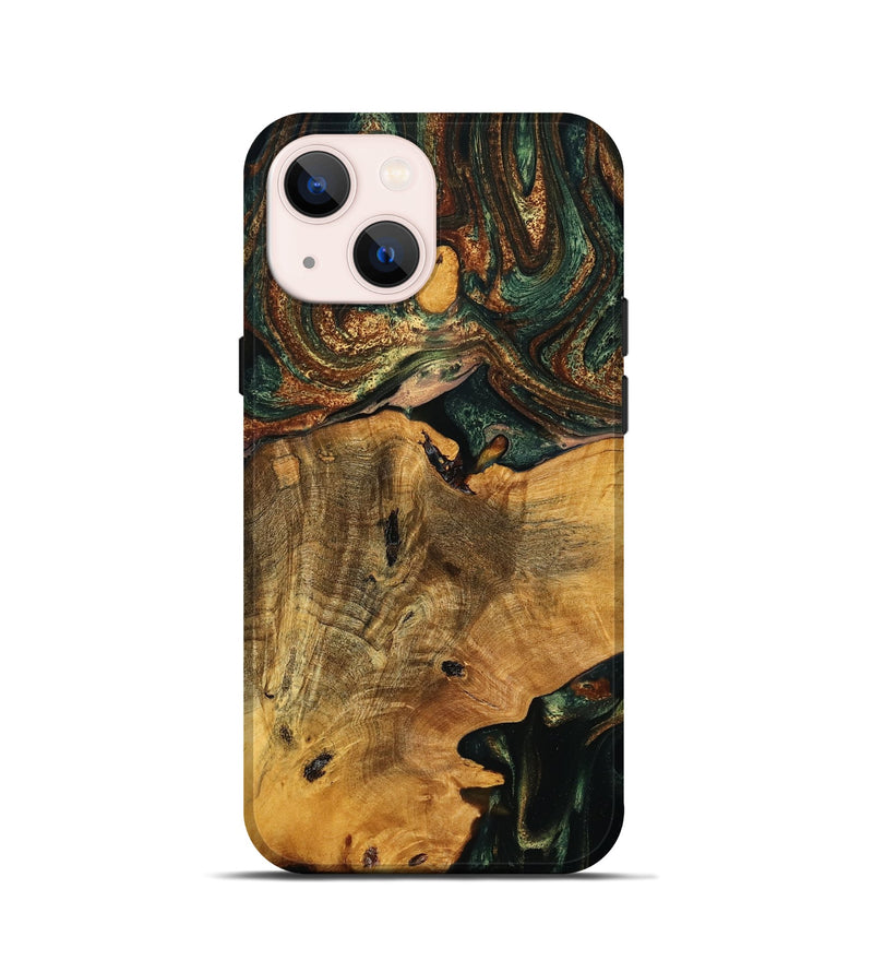 iPhone 13 mini Wood Live Edge Phone Case - Gina (Green, 776886)