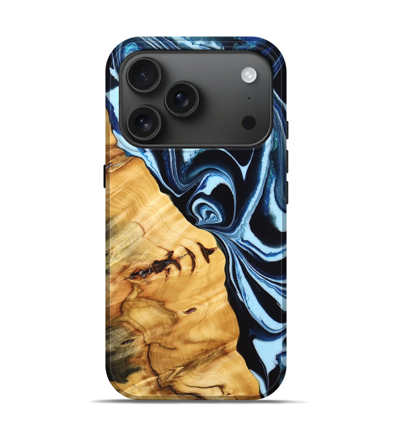 iPhone 17 Pro Wood Live Edge Phone Case - Syreeta (Blue, 776889)
