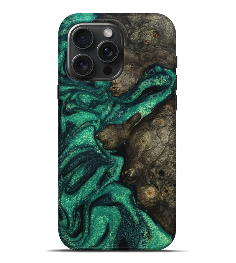 iPhone 16 Pro Max Wood Live Edge Phone Case - Hamza (Green, 776894)