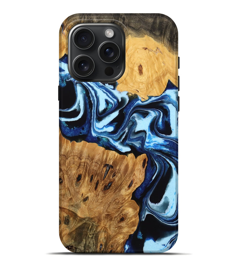iPhone 16 Pro Max Wood Live Edge Phone Case - Alyssa (Blue, 776896)