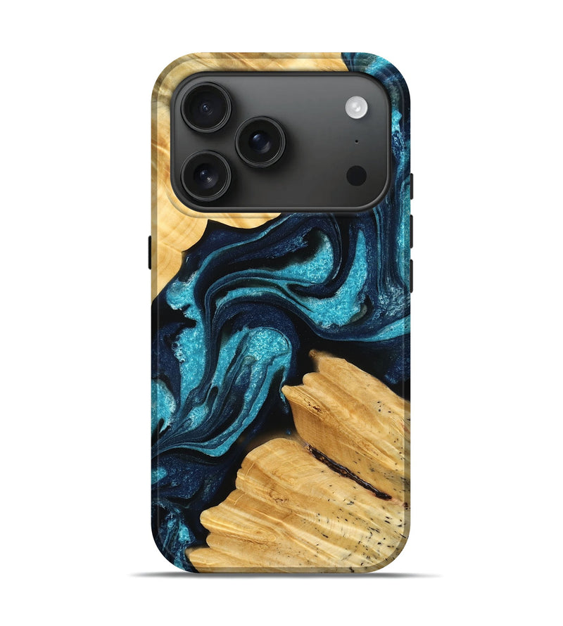iPhone 17 Pro Wood Live Edge Phone Case - Manilla (Blue, 776898)