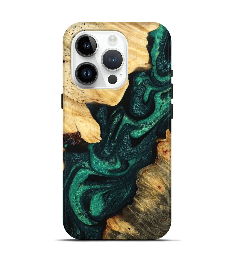 iPhone 15 Pro Wood Live Edge Phone Case - Floy (Green, 776900)