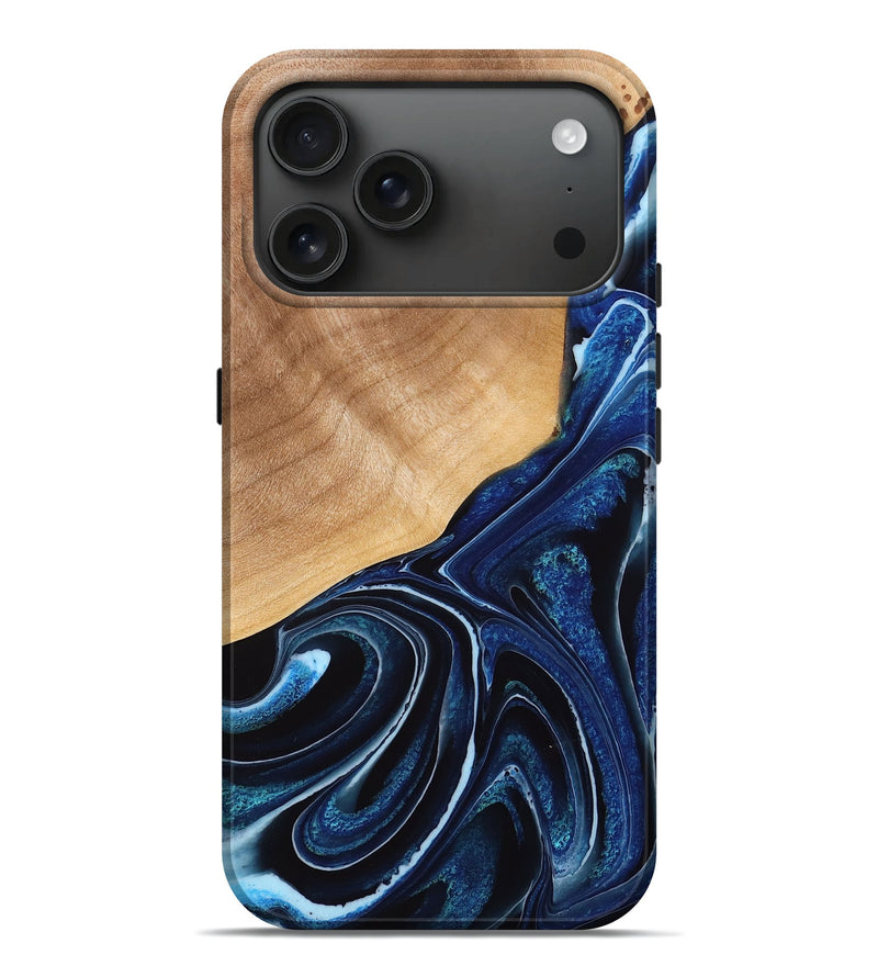 iPhone 17 Pro Max Wood Live Edge Phone Case - Amira (Blue, 776902)