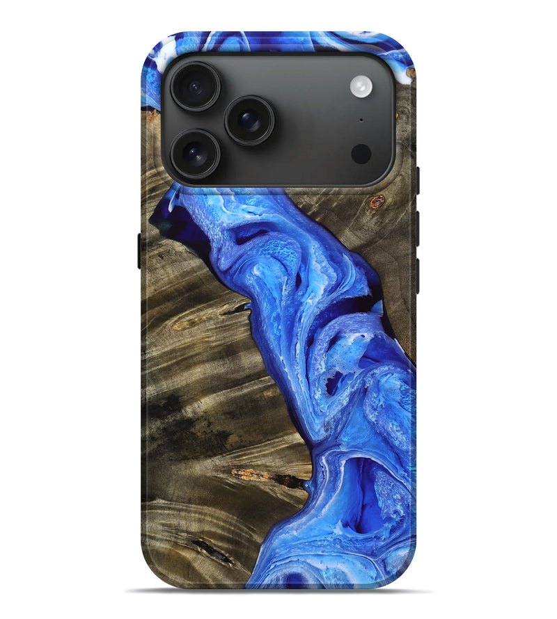 iPhone 17 Pro Max Wood Live Edge Phone Case - Hallie (Blue, 776912)