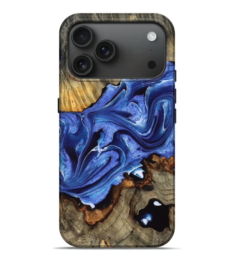 iPhone 17 Pro Max Wood Live Edge Phone Case - Adam (Blue, 776914)