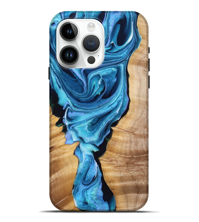 iPhone 15 Pro Max Wood Live Edge Phone Case - Hayes (Blue, 776915)