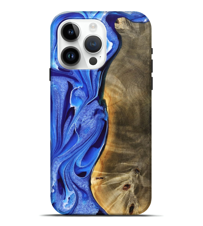 iPhone 15 Pro Max Wood Live Edge Phone Case - Shaylee (Blue, 776916)