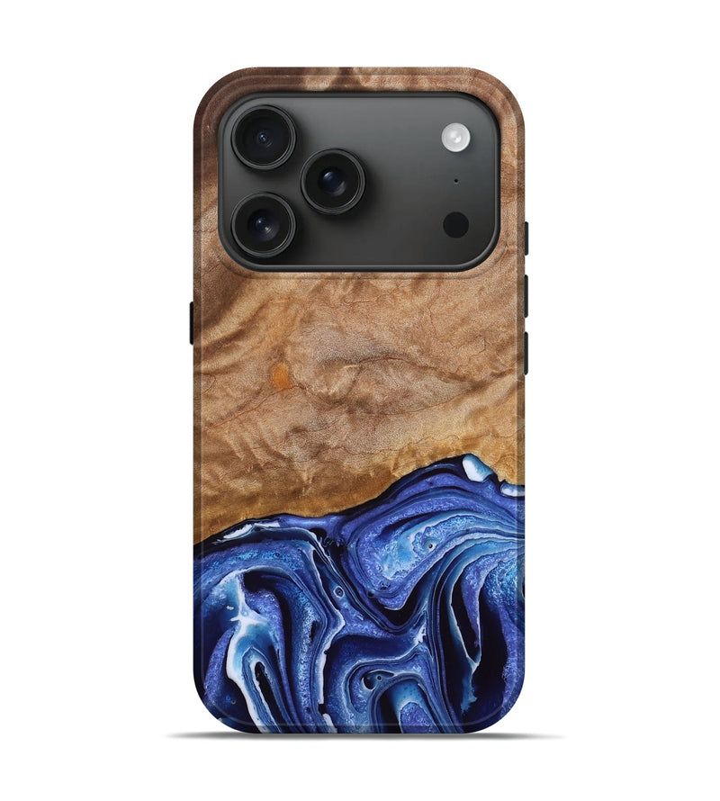 iPhone 17 Pro Wood Live Edge Phone Case - Elianna (Blue, 776918)