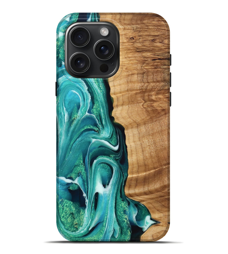 iPhone 16 Pro Max Wood Live Edge Phone Case - Alida (Green, 776920)