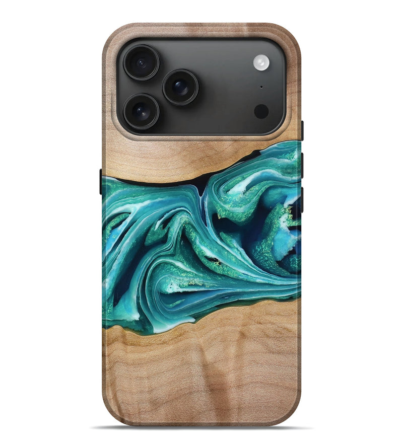 iPhone 17 Pro Max Wood Live Edge Phone Case - Ronaldo (Green, 776921)