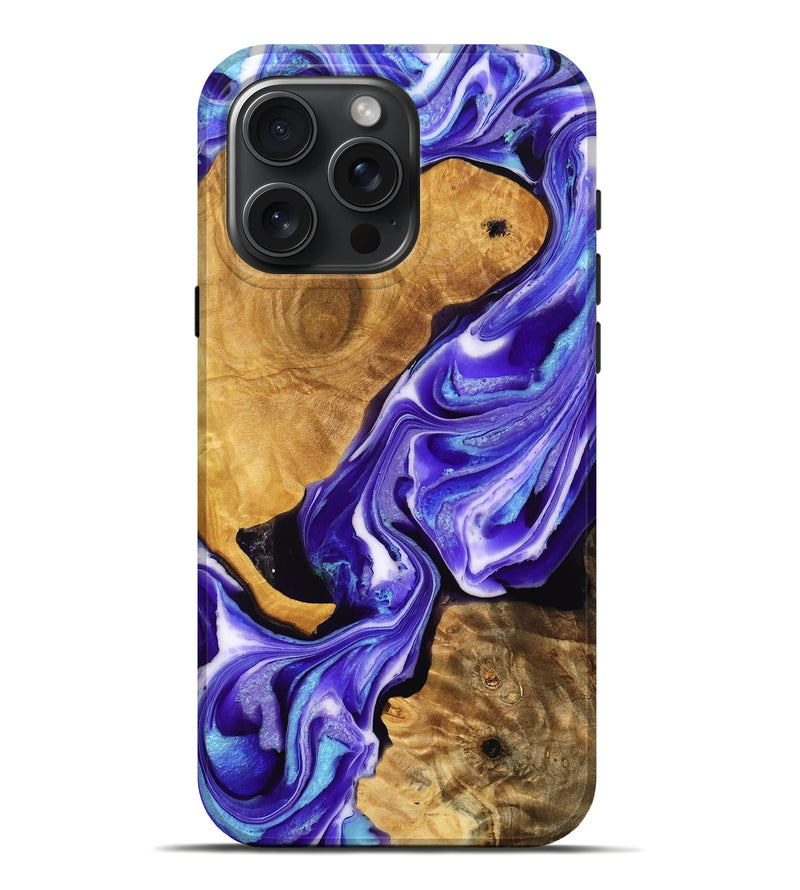 iPhone 16 Pro Max Wood Live Edge Phone Case - Fabian (Purple, 776923)