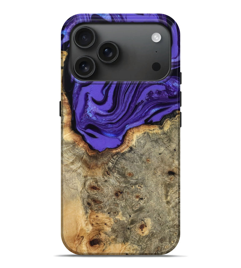 iPhone 17 Pro Max Wood Live Edge Phone Case - Azul (Purple, 776924)